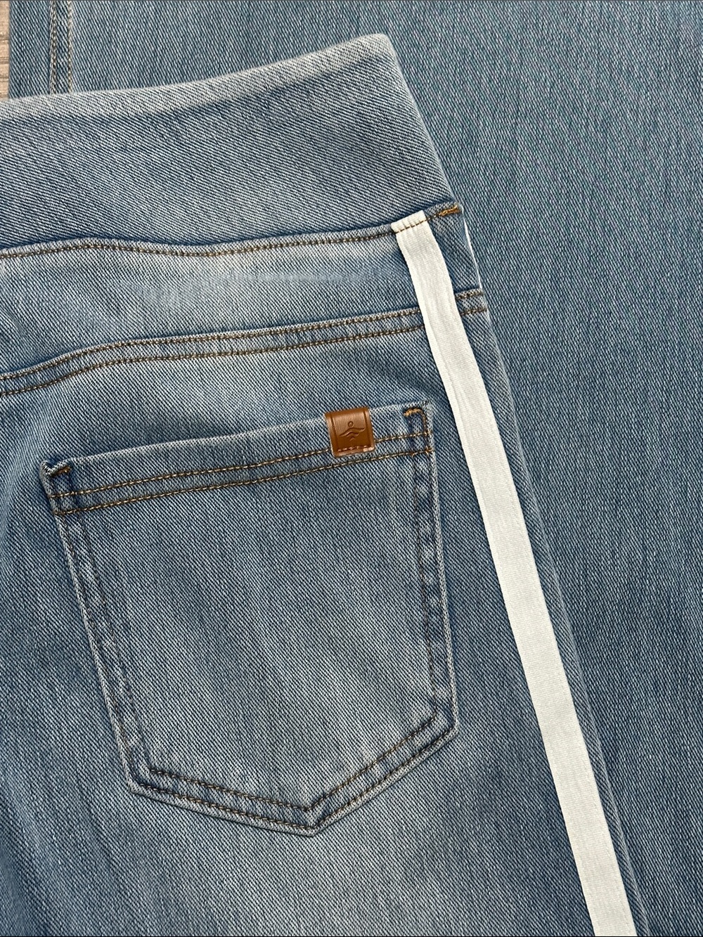 Halara Flex High Waisted Stripe Wide Leg Flowy Washed Casual Jeans Blue XS Tall - Picture 7 of 14